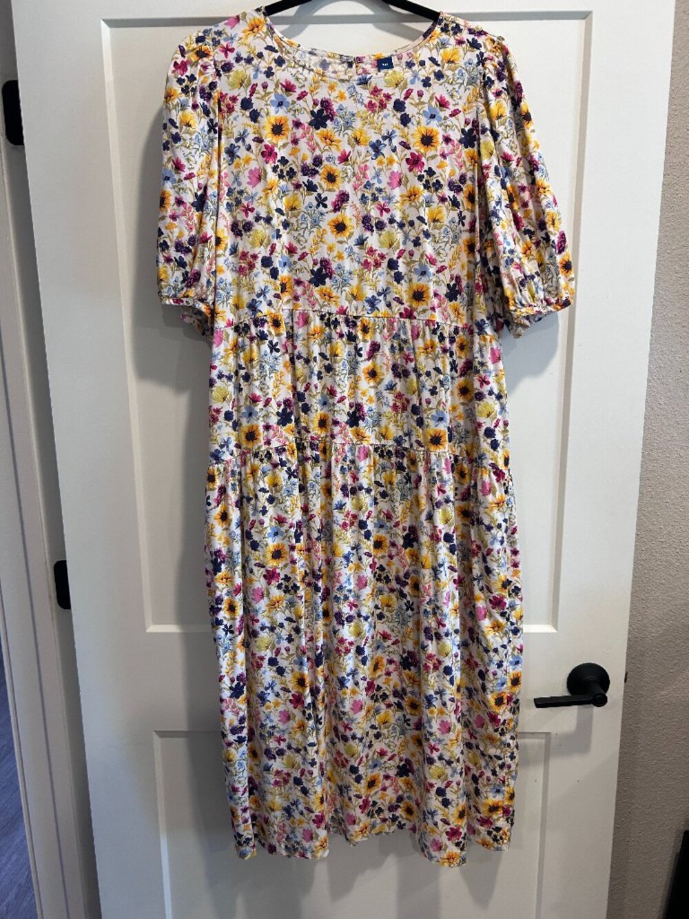 Old Navy XXL Floral Tiered Maxi Dress Puff Sleeve Pockets Cottagecore